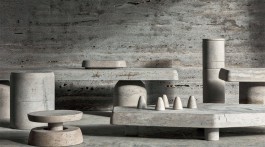 Франческо Бальцано и Валериана Лазарда представили линейку мебели Primitif, все части которой высечены из известняка.