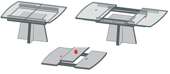 Немецкая компания Poettker представляет системы раздвижения столов.